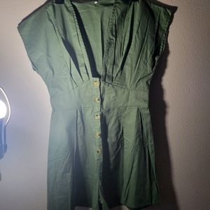 Stylish, Forest Green, Light Weight short sleeve, v cut, shorts romper